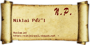 Niklai Pál névjegykártya
