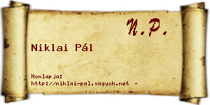 Niklai Pál névjegykártya